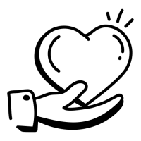 pictogramme d'une main et d'un coeur
